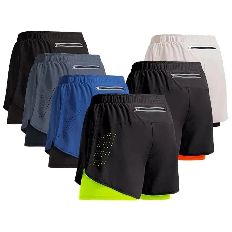 Men’s Double-Layer Running Shorts – Quick-Dry & Breathable for Training