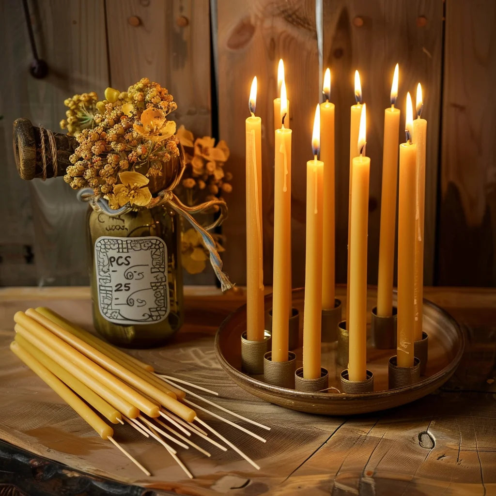 25PCS Natural Beeswax Hanukkah Candles