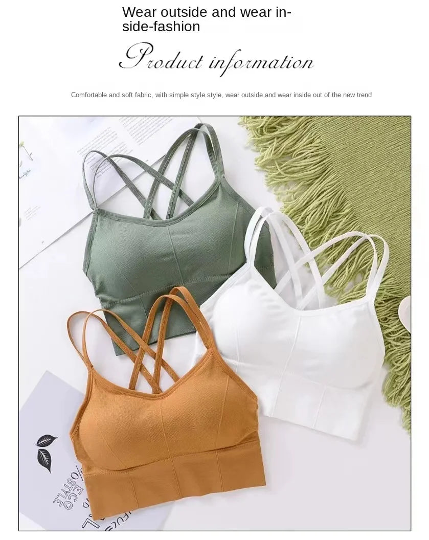 Women’s Cross-Back Sports Bra – Push-Up Yoga & Fitness Tank Top