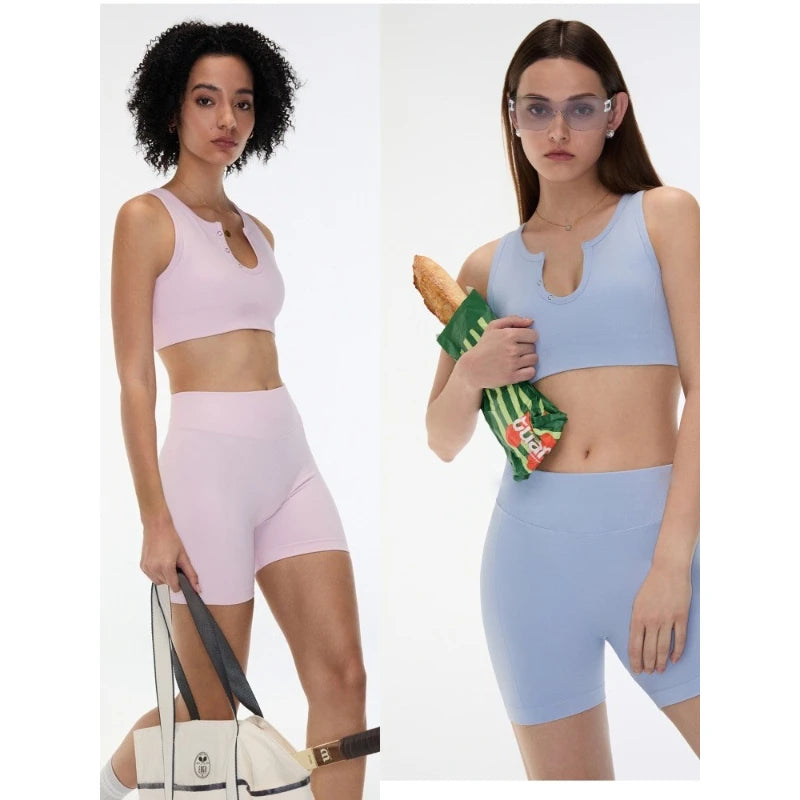 2025 Women’s All-in-One Yoga Vest – Built-in Bra Sports Tank