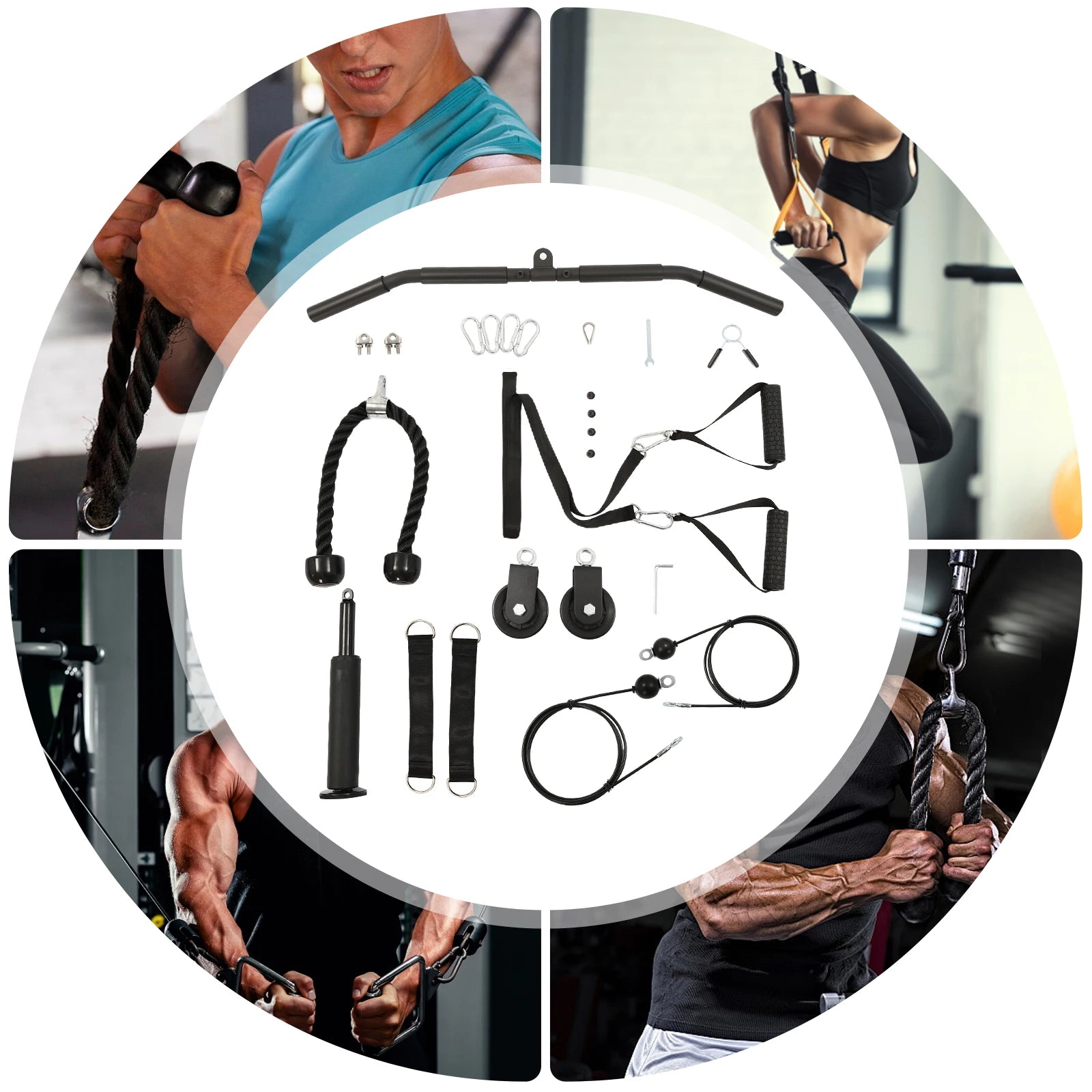 Adjustable Cable Pulley System – Home Gym Biceps & Triceps Trainer