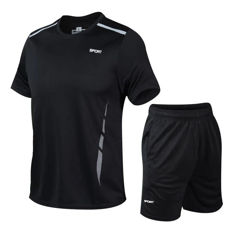 CHRLCK Men’s Quick-Dry Sports Set – T-Shirt & Shorts for Outdoor Fitness