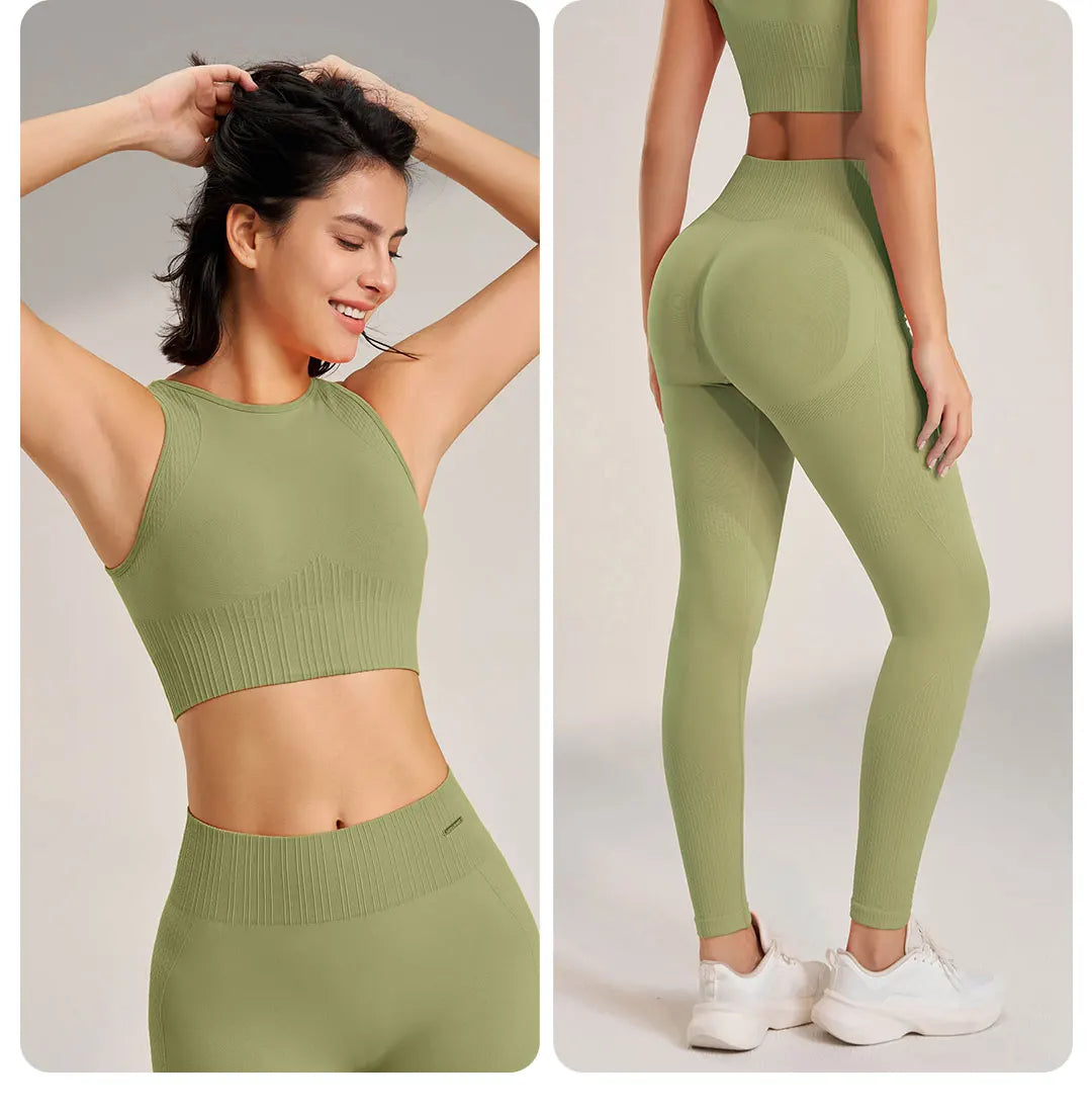 Women’s Seamless Yoga Set – High-Waisted Leggings & Top (Plus Size)