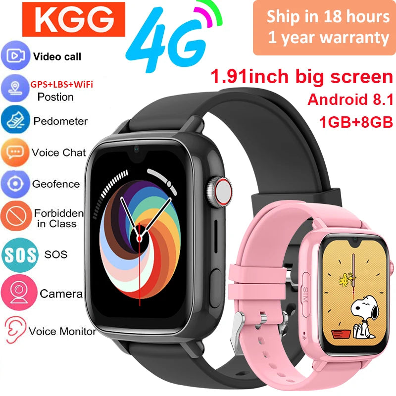 4G Kids Smart Watch – GPS Tracker with Video Call, SOS & Camera
