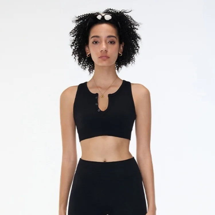 2025 Women’s All-in-One Yoga Vest – Built-in Bra Sports Tank