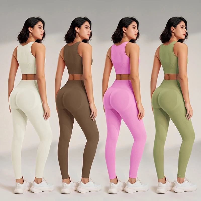 Women’s Seamless Yoga Set – High-Waisted Leggings & Top (Plus Size)
