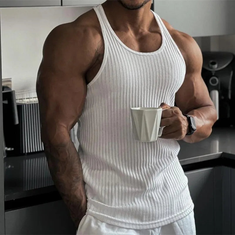 2024 Summer Men’s Striped Gym Tank