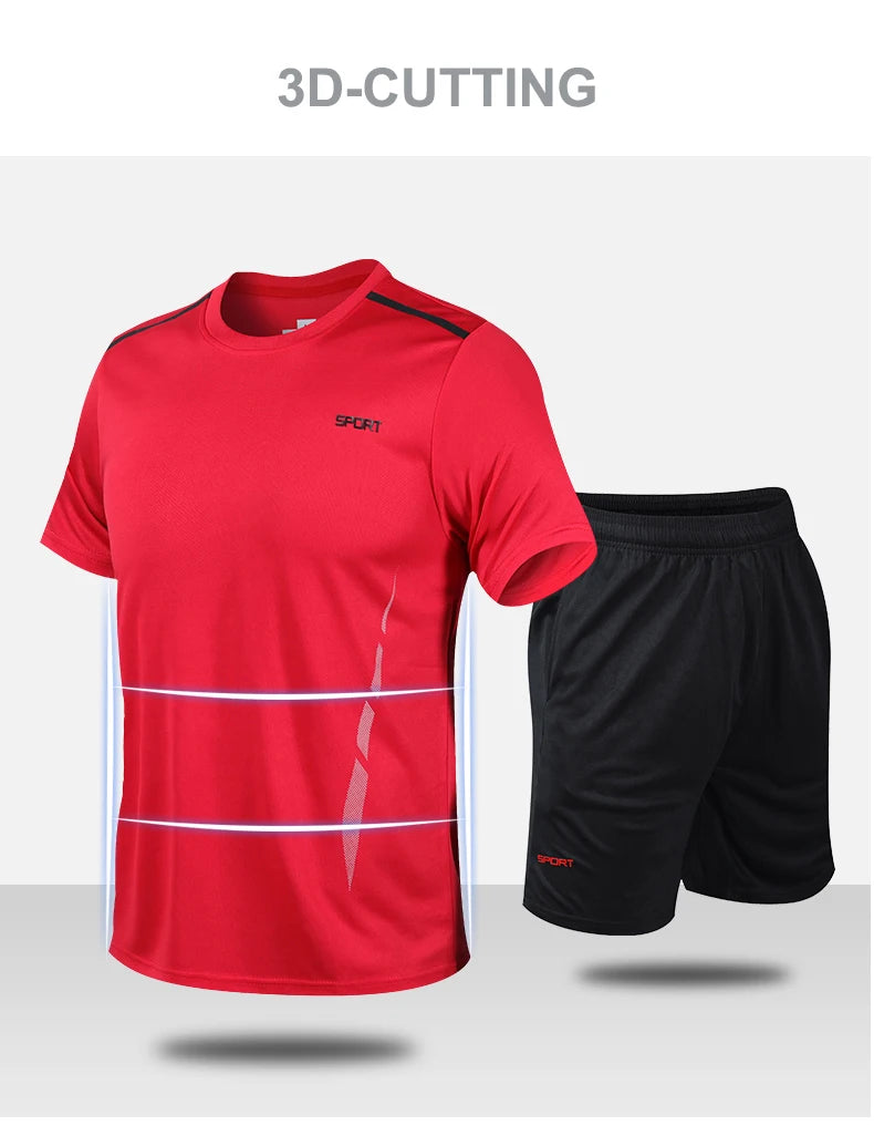 CHRLCK Men’s Quick-Dry Sports Set – T-Shirt & Shorts for Outdoor Fitness