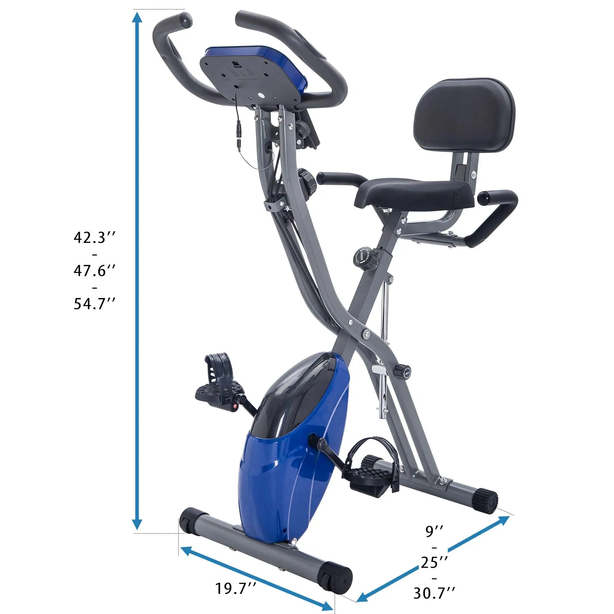 Folding X Exercise Bike – Upright & Recumbent with Backrest & Armbands