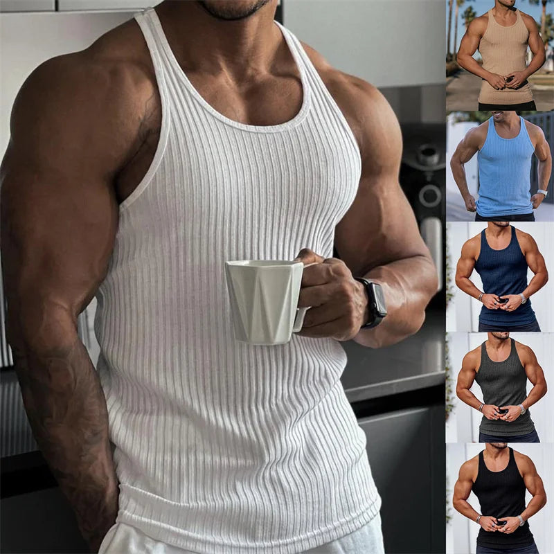 2024 Summer Men’s Striped Gym Tank