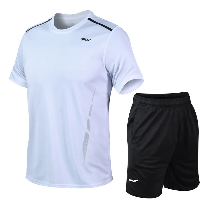 CHRLCK Men’s Quick-Dry Sports Set – T-Shirt & Shorts for Outdoor Fitness