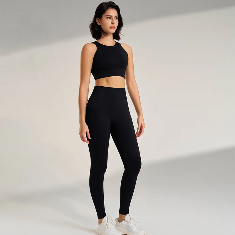 Women’s Seamless Yoga Set – High-Waisted Leggings & Top (Plus Size)