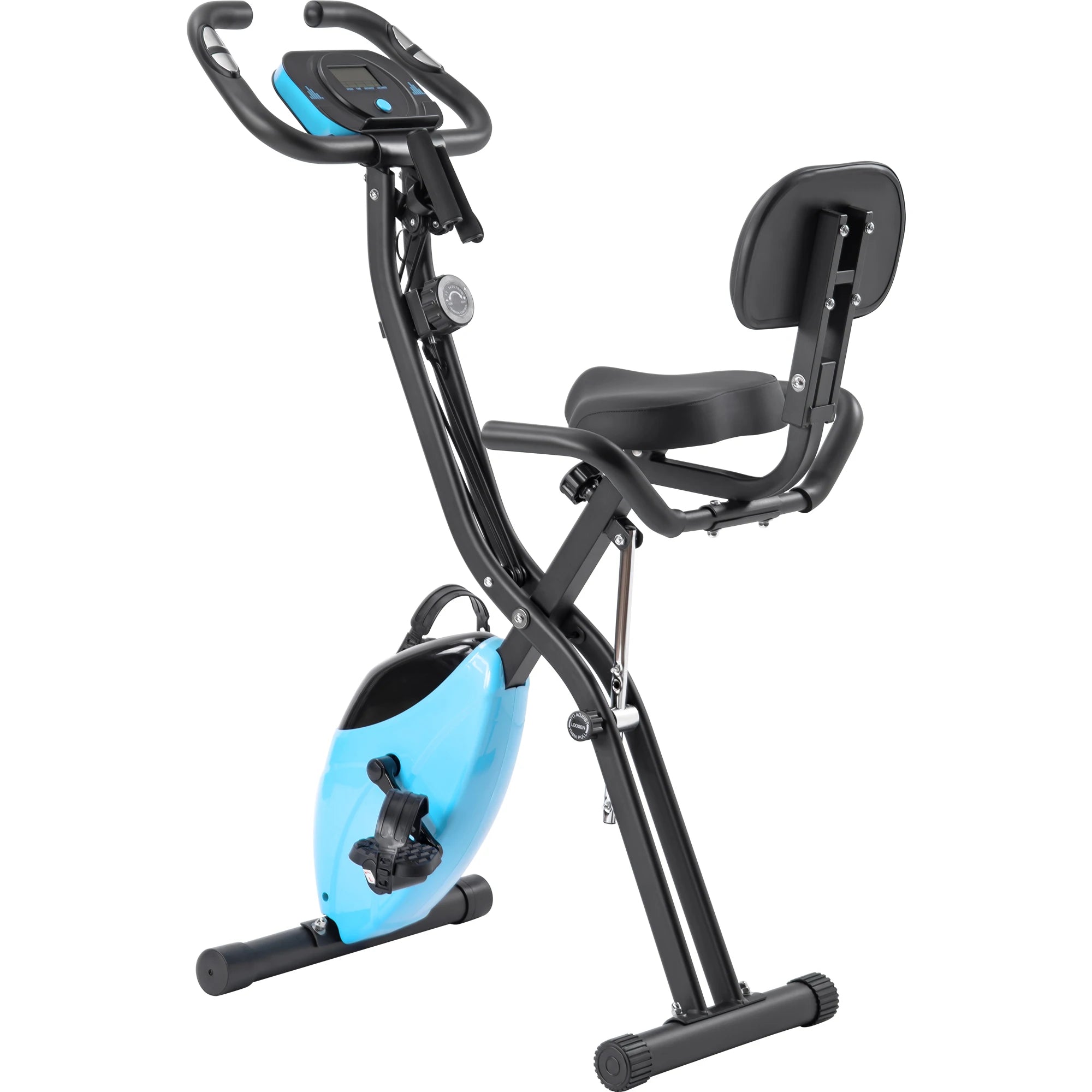 Folding X Exercise Bike – Upright & Recumbent with Backrest & Armbands