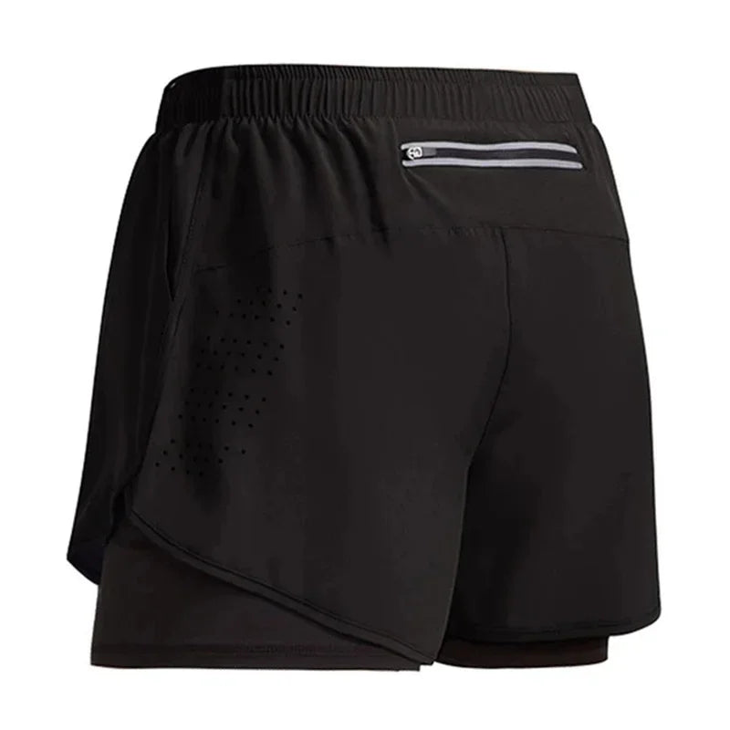 Men’s Double-Layer Running Shorts – Quick-Dry & Breathable for Training