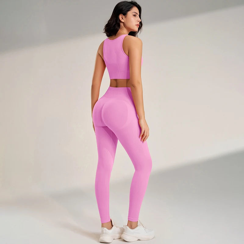 Women’s Seamless Yoga Set – High-Waisted Leggings & Top (Plus Size)