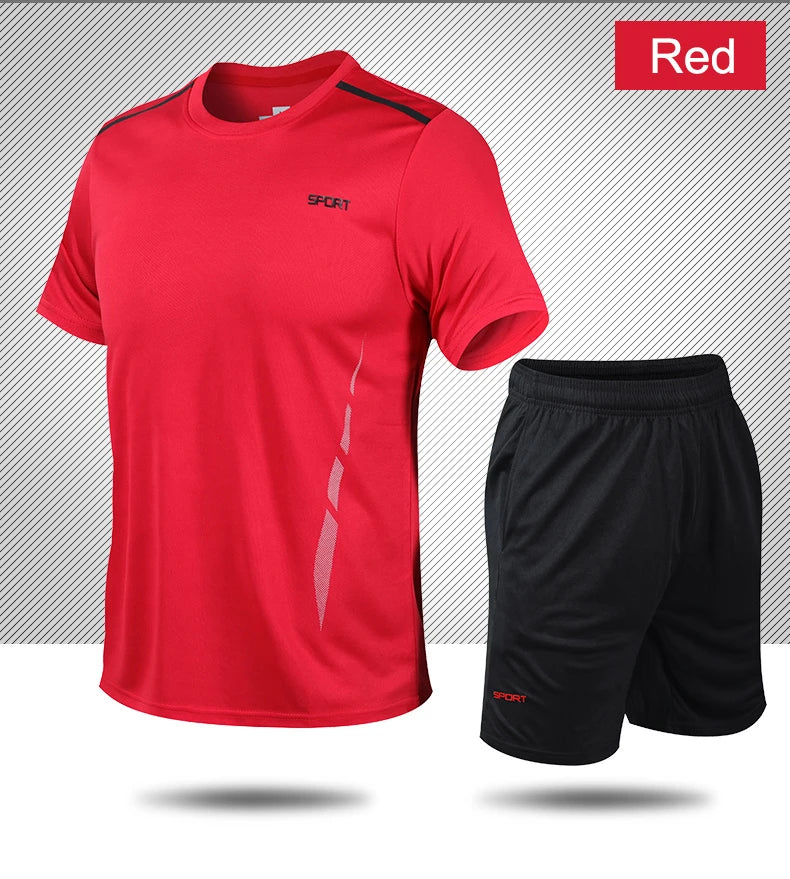 CHRLCK Men’s Quick-Dry Sports Set – T-Shirt & Shorts for Outdoor Fitness