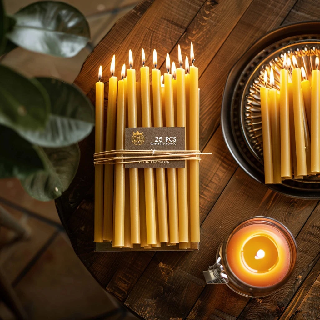 25PCS Natural Beeswax Hanukkah Candles