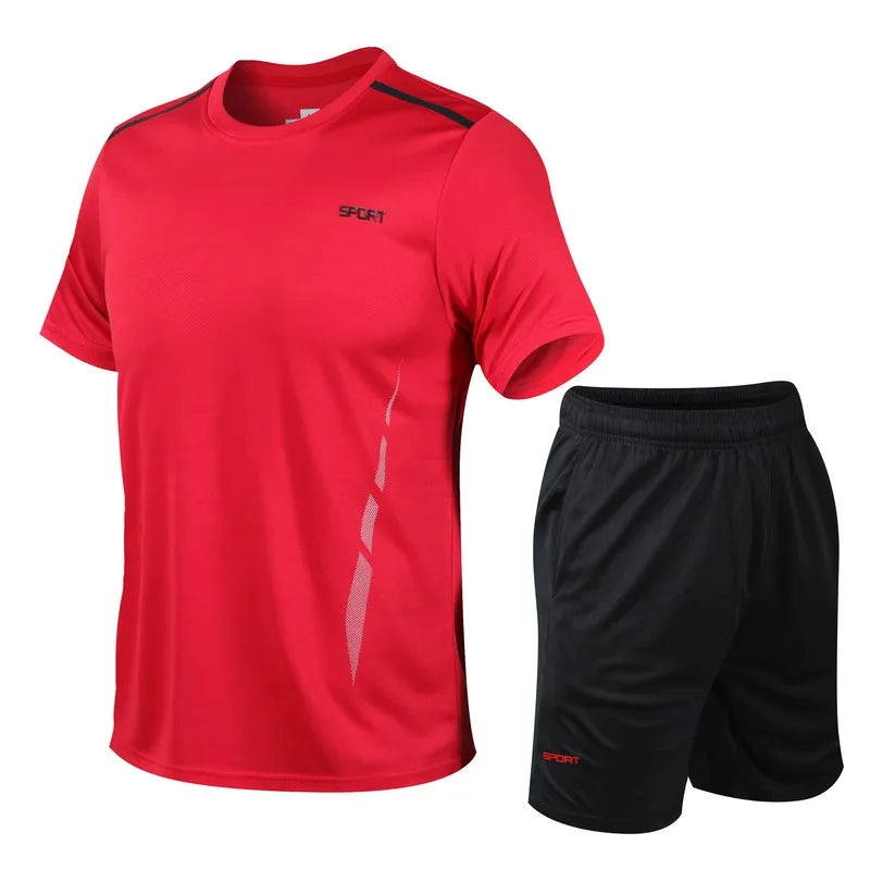 CHRLCK Men’s Quick-Dry Sports Set – T-Shirt & Shorts for Outdoor Fitness