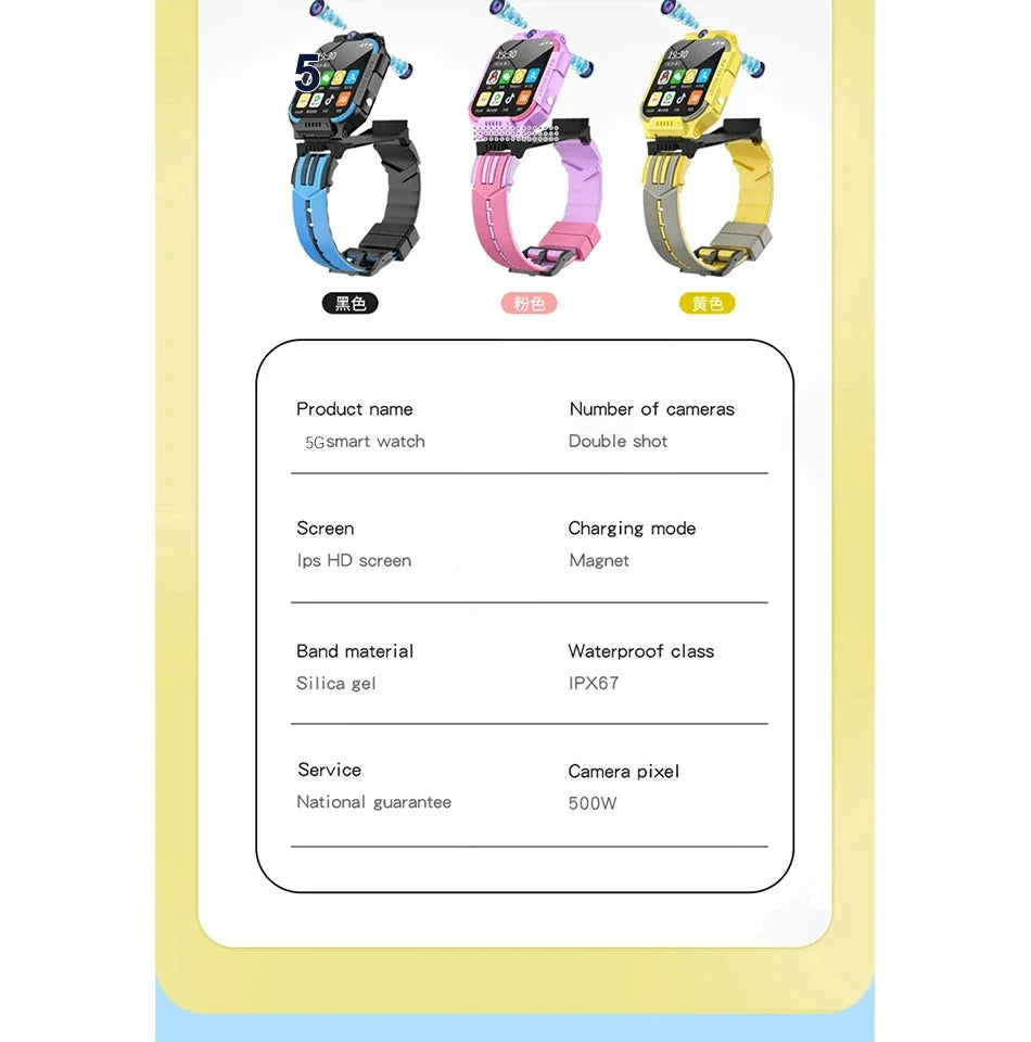 5G Kids Smart Watch – GPS Tracker with Video Call, SOS & Waterproof Design