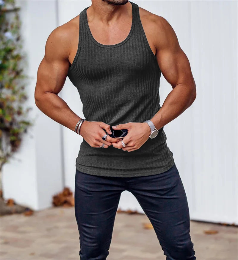 2024 Summer Men’s Striped Gym Tank