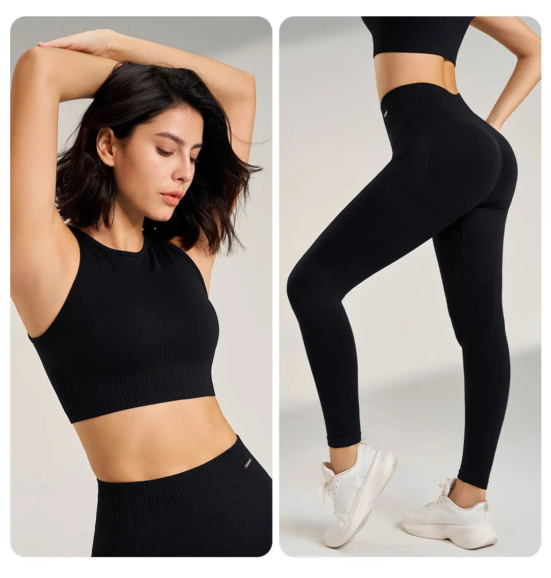 Women’s Seamless Yoga Set – High-Waisted Leggings & Top (Plus Size)
