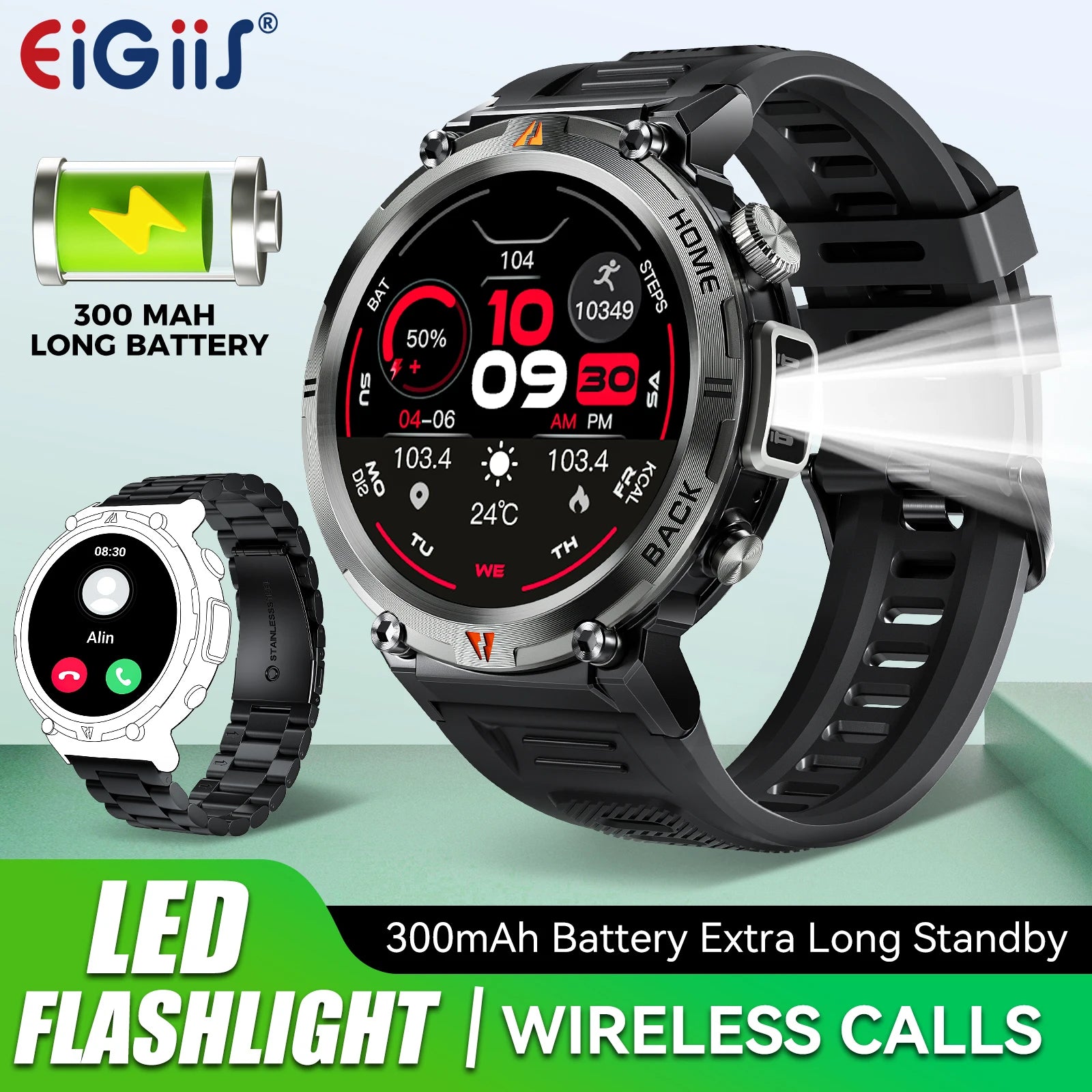 EIGIIS KE3 Smart Watch – 3ATM Waterproof Bluetooth Call & Health Monitor