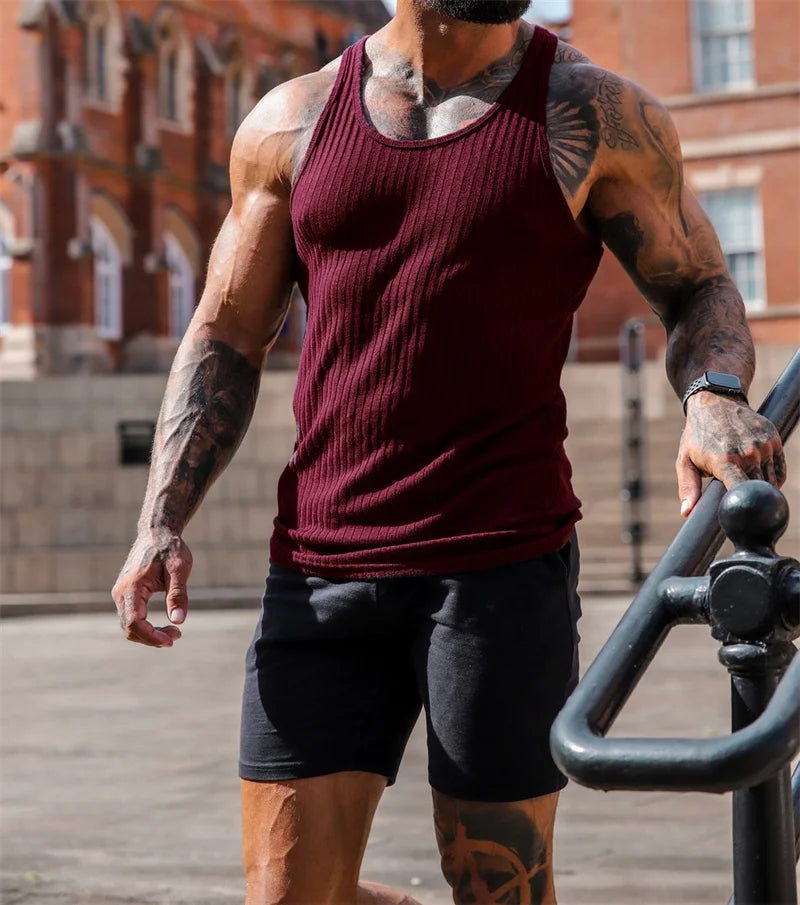 2024 Summer Men’s Striped Gym Tank