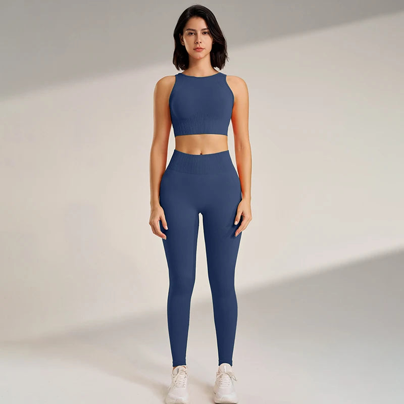 Women’s Seamless Yoga Set – High-Waisted Leggings & Top (Plus Size)
