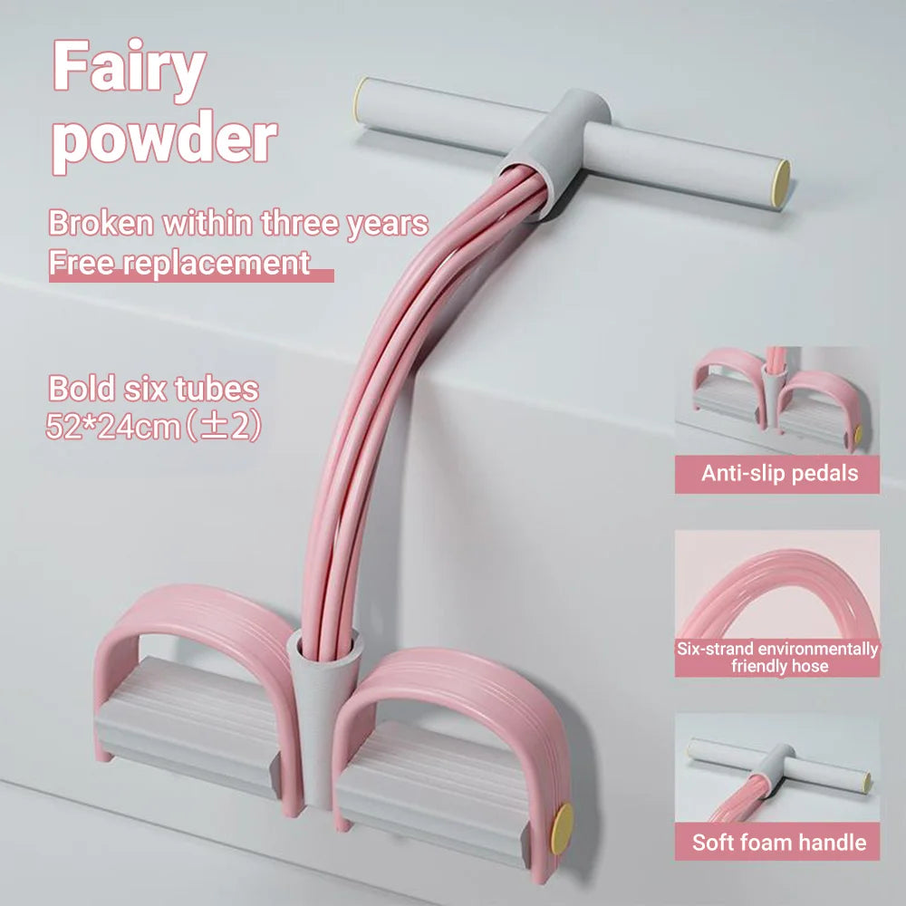 6-Tube Resistance Band Pedal Puller – Full-Body Fitness Tension Rope