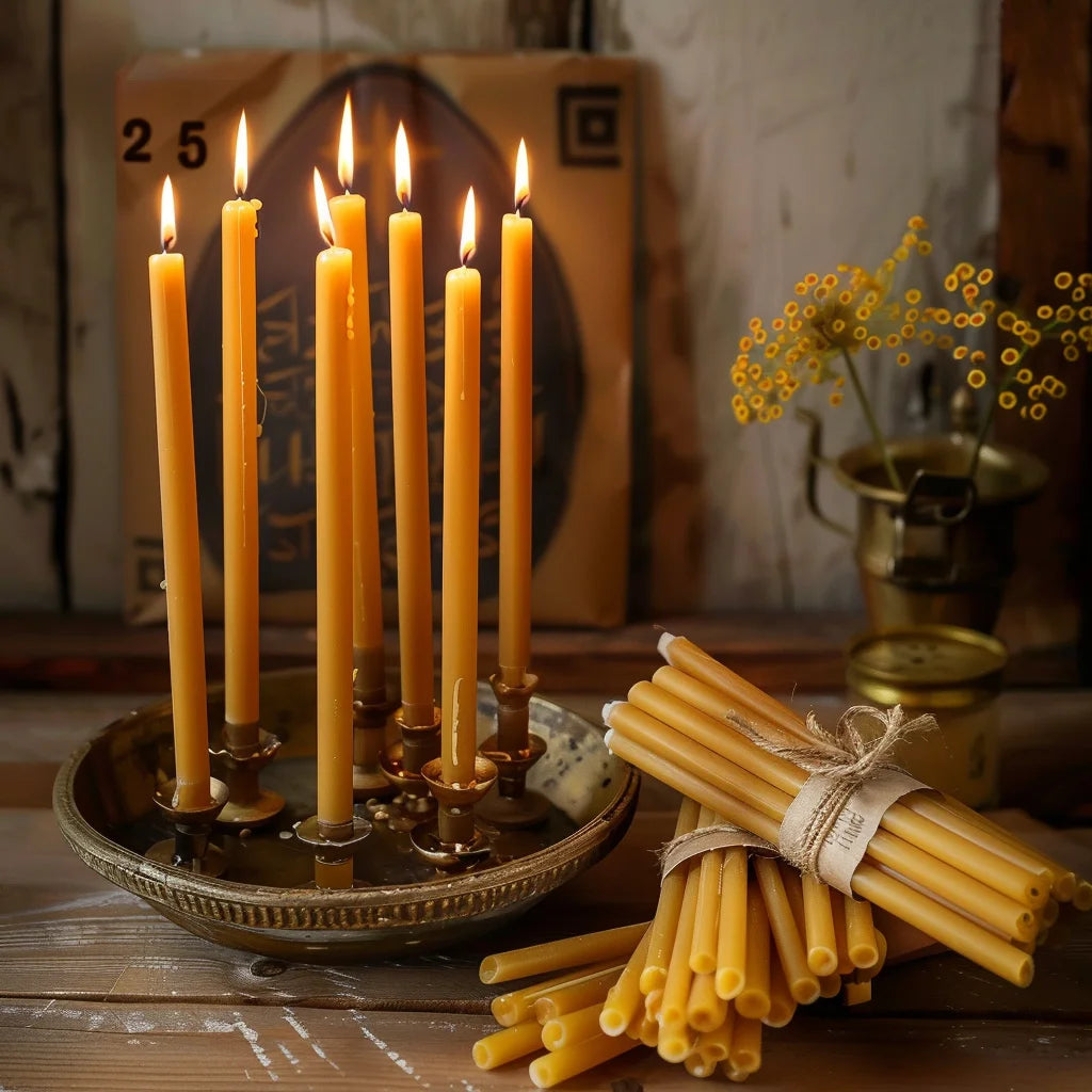 25PCS Natural Beeswax Hanukkah Candles