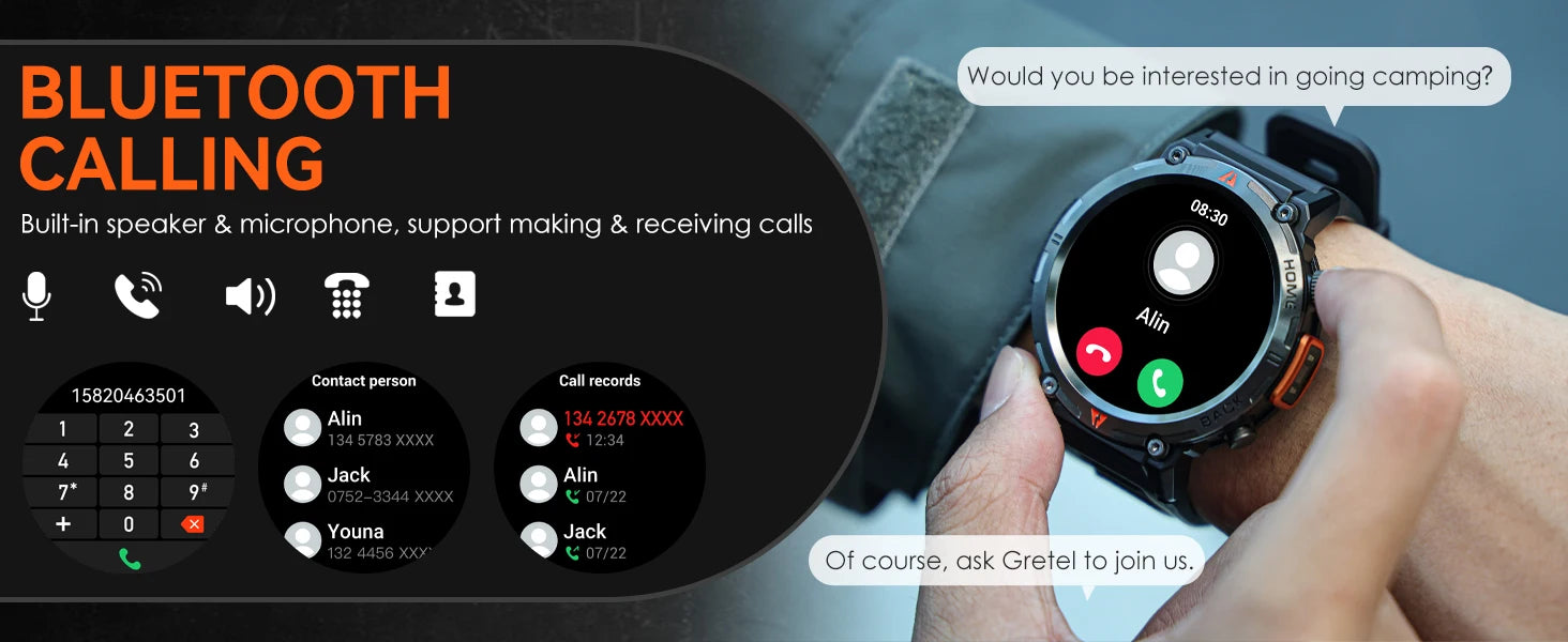 EIGIIS KE3 Smart Watch – 3ATM Waterproof Bluetooth Call & Health Monitor