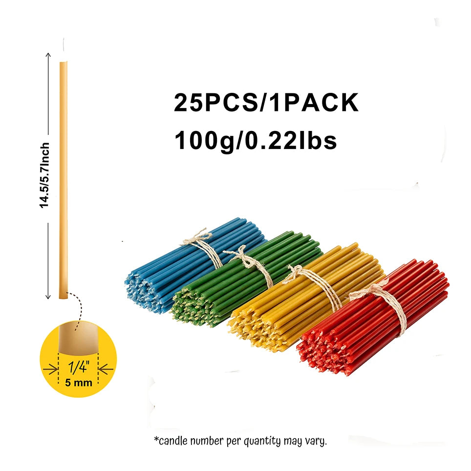 25PCS Natural Beeswax Hanukkah Candles