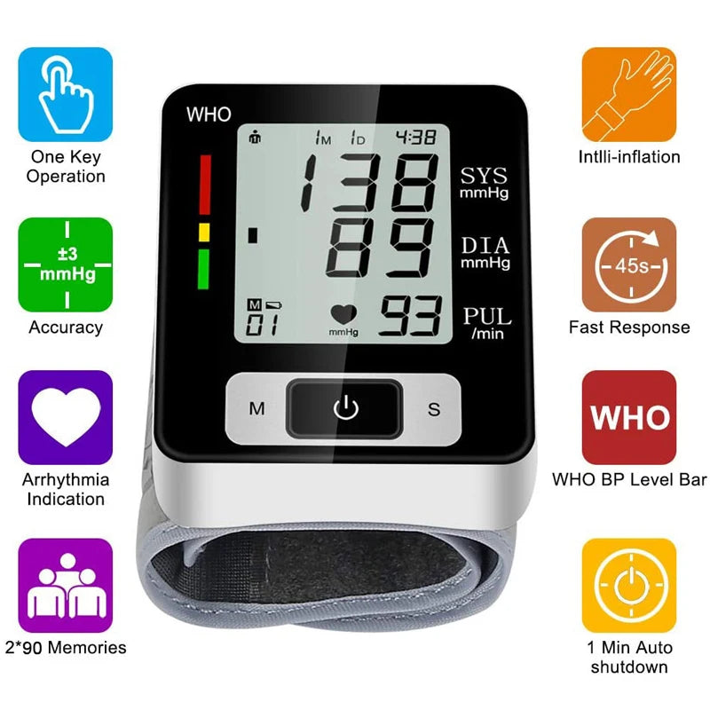Digital Wrist Blood Pressure Monitor – High Accuracy Electronic BP Cuff
