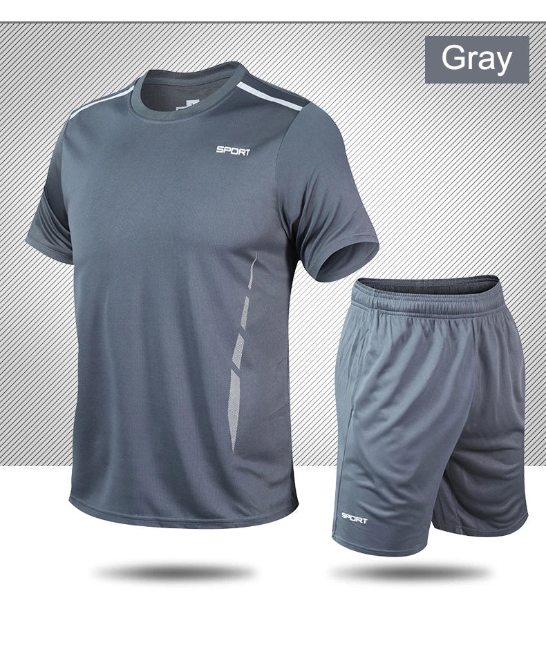 CHRLCK Men’s Quick-Dry Sports Set – T-Shirt & Shorts for Outdoor Fitness