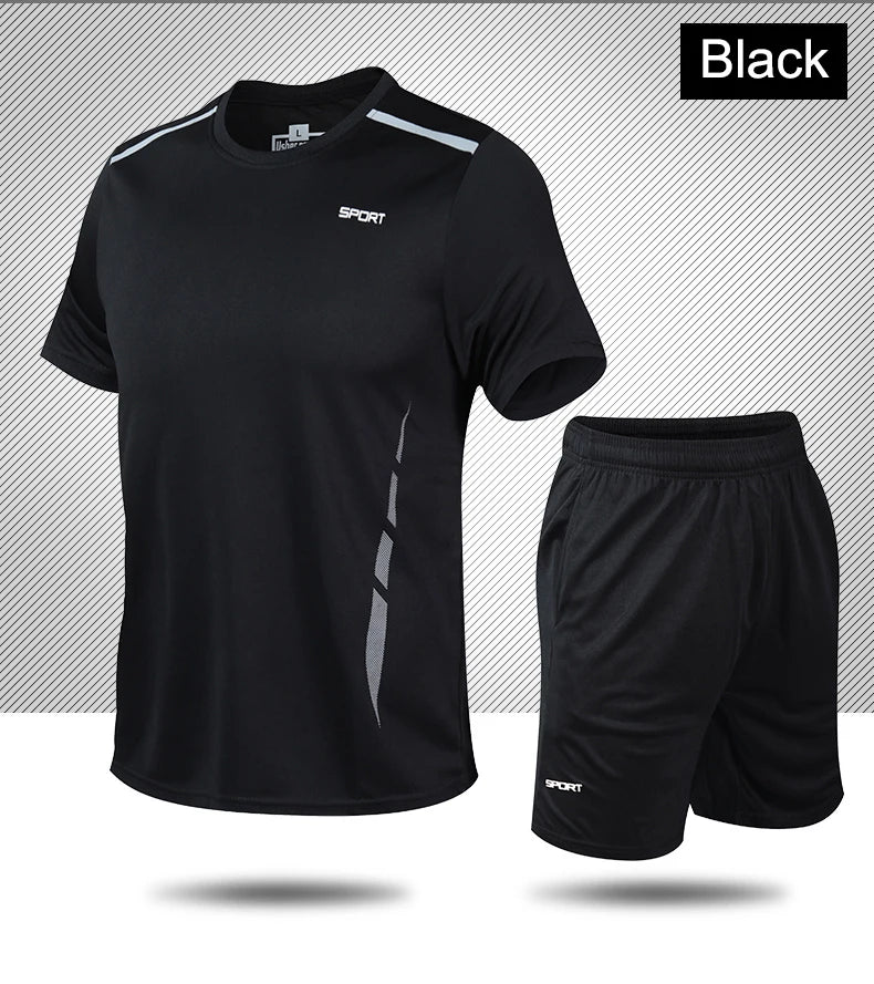 CHRLCK Men’s Quick-Dry Sports Set – T-Shirt & Shorts for Outdoor Fitness